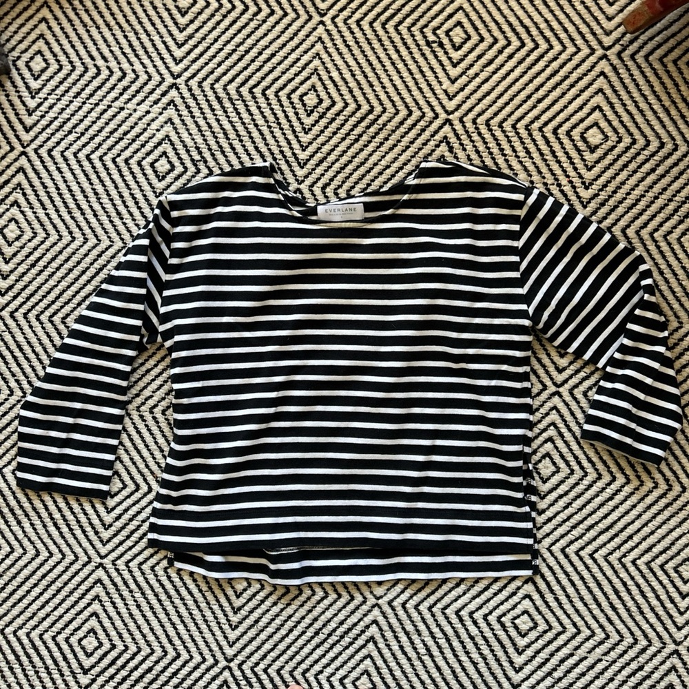 Everlane black and white striped top, size small